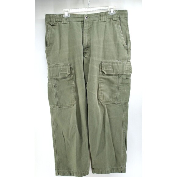 DULUTH TRADING Heavy Canvas Cargo Pants Mens 38x30 Work Utility Green - Picture 1 of 14